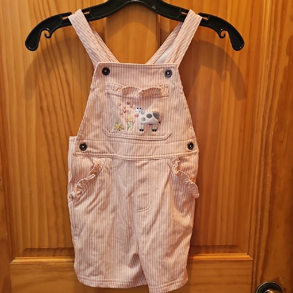 John Deere Pink Striped Kids Overalls